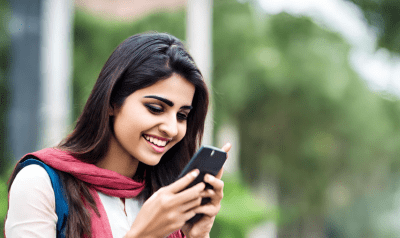 Pakistani girl happy talking to a counselor online at SehatYab