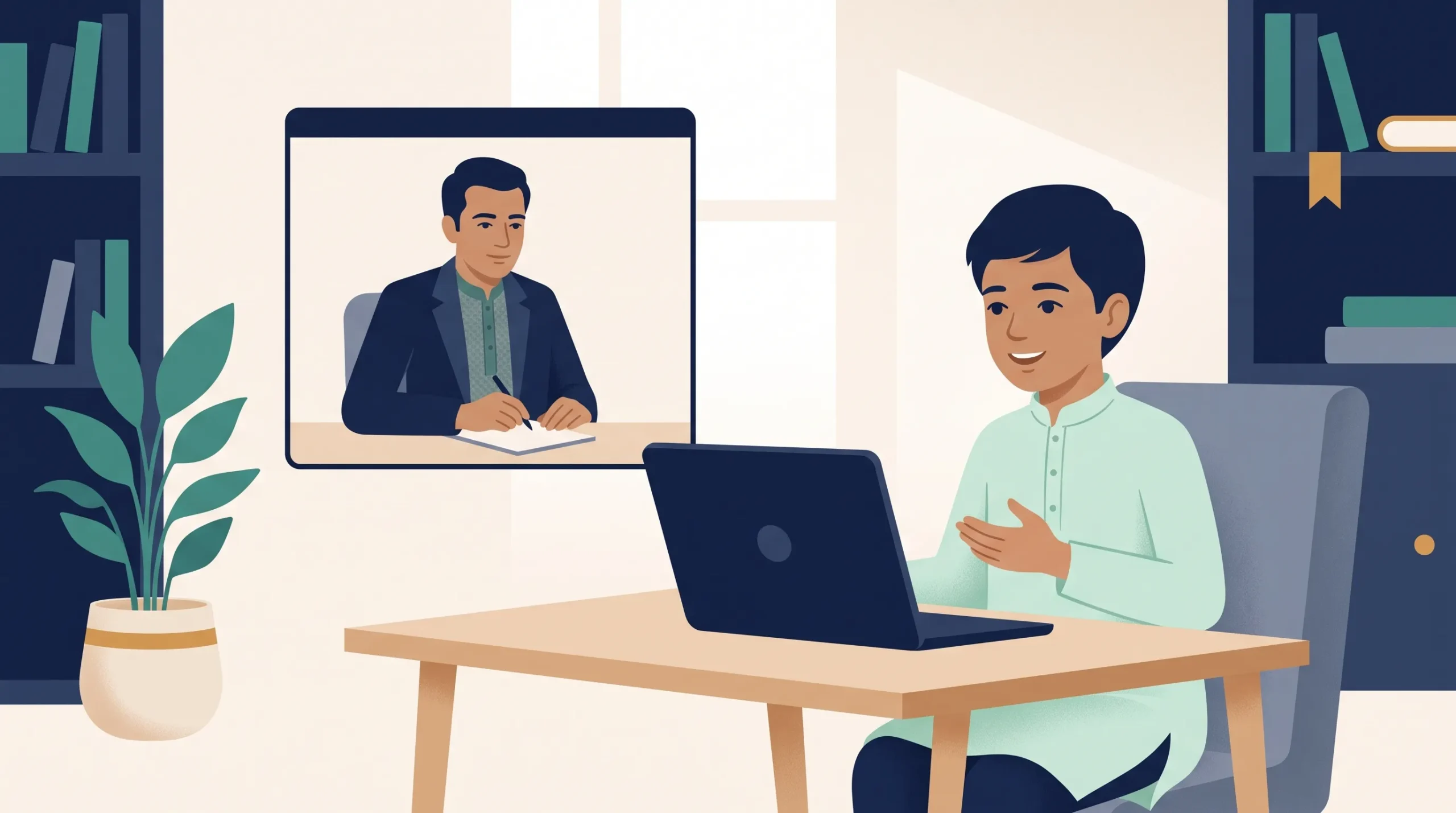 A child answering questions in an online Slosson SIT-4 cognitive screening with SehatYab